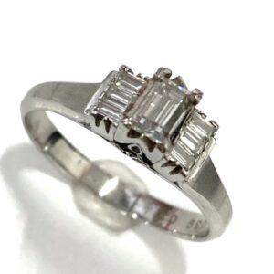 Pt850 0.39ct＆0.21ctダイヤモンドリング付きリング